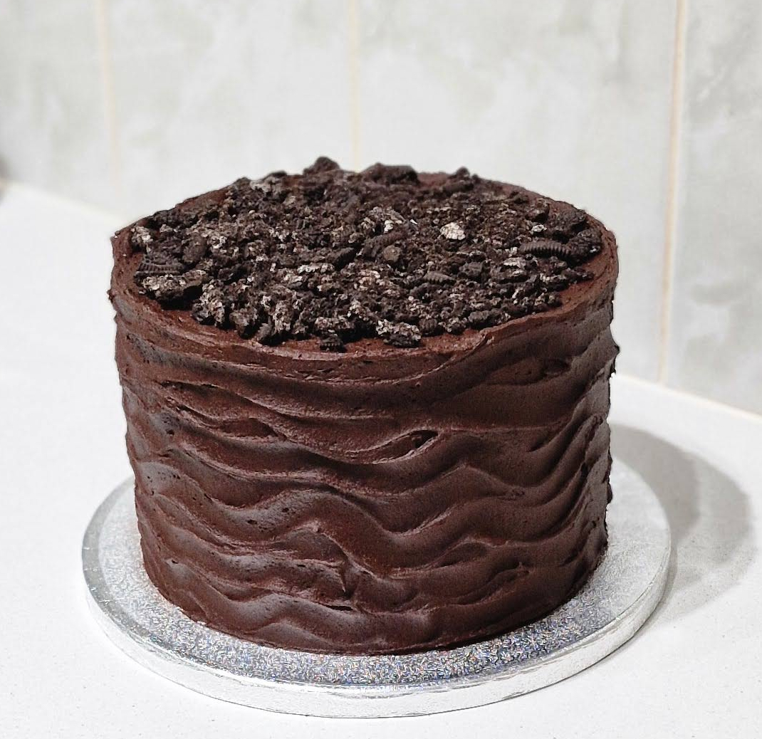 Rich textured gourmet double chocolate Oreo cookie crumb birthday cake by Fontaines Fancies